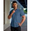 imageCOOFANDY Mens Muscle Fit Dress Shirts Stretch WrinkleFree Short Sleeve Casual Button Down ShirtsDark Blue