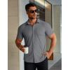 imageCOOFANDY Mens Muscle Fit Dress Shirts Stretch WrinkleFree Short Sleeve Casual Button Down ShirtsDark Grey
