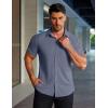 imageCOOFANDY Mens Muscle Fit Dress Shirts Stretch WrinkleFree Short Sleeve Casual Button Down ShirtsDeep Blue Sea
