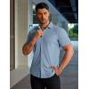 imageCOOFANDY Mens Muscle Fit Dress Shirts Stretch WrinkleFree Short Sleeve Casual Button Down ShirtsHaze Blue