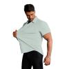 imageCOOFANDY Mens Muscle Fit Dress Shirts Stretch WrinkleFree Short Sleeve Casual Button Down ShirtsLight Green