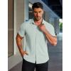 imageCOOFANDY Mens Muscle Fit Dress Shirts Stretch WrinkleFree Short Sleeve Casual Button Down ShirtsLight Green