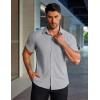 imageCOOFANDY Mens Muscle Fit Dress Shirts Stretch WrinkleFree Short Sleeve Casual Button Down ShirtsLight Grey