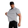 imageCOOFANDY Mens Muscle Fit Dress Shirts Stretch WrinkleFree Short Sleeve Casual Button Down ShirtsLight Grey