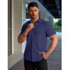 imageCOOFANDY Mens Muscle Fit Dress Shirts Stretch WrinkleFree Short Sleeve Casual Button Down ShirtsNavy Blue