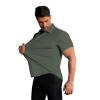 imageCOOFANDY Mens Muscle Fit Dress Shirts Stretch WrinkleFree Short Sleeve Casual Button Down ShirtsOlive Green