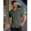 imageCOOFANDY Mens Muscle Fit Dress Shirts Stretch WrinkleFree Short Sleeve Casual Button Down ShirtsOlive Green