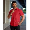 imageCOOFANDY Mens Muscle Fit Dress Shirts Stretch WrinkleFree Short Sleeve Casual Button Down ShirtsRed