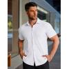 imageCOOFANDY Mens Muscle Fit Dress Shirts Stretch WrinkleFree Short Sleeve Casual Button Down ShirtsWhite