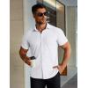 imageCOOFANDY Mens Muscle Fit Dress Shirts Stretch WrinkleFree Short Sleeve Casual Button Down ShirtsWhite