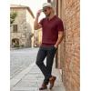 imageCOOFANDY Mens Polo Shirts Short Sleeve V Neck Knit Shirts for Men Casual Old Money Clothes Mens Golf ShirtDark Red