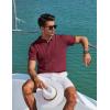 imageCOOFANDY Mens Polo Shirts Short Sleeve V Neck Knit Shirts for Men Casual Old Money Clothes Mens Golf ShirtDark Red