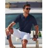 imageCOOFANDY Mens Polo Shirts Short Sleeve V Neck Knit Shirts for Men Casual Old Money Clothes Mens Golf ShirtNavy Blue