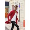 imageCOOFANDY Mens Ruffle Shawl Collar Cardigan Open Front Lightweight Long Length Drape Cape Overcoat with PocketsRed
