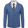 imageCOOFANDY Mens Shawl Collar Cardigan Sweater Slim Fit Button Down Cable Knitted Sweater with PocketsDenim Blue