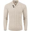 imageCOOFANDY Mens Shawl Collar Pullover Sweater Slim Fit Casual Button Cable Knit SweatersBeige