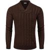 imageCOOFANDY Mens Shawl Collar Pullover Sweater Slim Fit Casual Button Cable Knit SweatersBrown