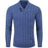imageCOOFANDY Mens Shawl Collar Pullover Sweater Slim Fit Casual Button Cable Knit SweatersGray Blue