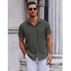 imageCOOFANDY Mens Short Sleeve Button Down Shirts Casual Summer Shirt Untucked Dress ShirtsDeep Green