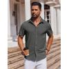 imageCOOFANDY Mens Short Sleeve Button Down Shirts Casual Summer Shirt Untucked Dress ShirtsDeep Green