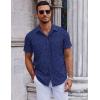 imageCOOFANDY Mens Short Sleeve Button Down Shirts Casual Summer Shirt Untucked Dress ShirtsNavy Blueanchor