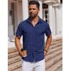 imageCOOFANDY Mens Short Sleeve Button Down Shirts Casual Summer Shirt Untucked Dress ShirtsNavy Blueanchor