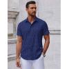 imageCOOFANDY Mens Short Sleeve Button Down Shirts Casual Summer Shirt Untucked Dress ShirtsNavy Blueanchor