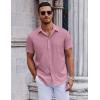 imageCOOFANDY Mens Short Sleeve Button Down Shirts Casual Summer Shirt Untucked Dress ShirtsRose