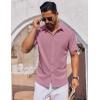 imageCOOFANDY Mens Short Sleeve Button Down Shirts Casual Summer Shirt Untucked Dress ShirtsRose