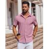 imageCOOFANDY Mens Short Sleeve Button Down Shirts Casual Summer Shirt Untucked Dress ShirtsRose