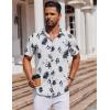 imageCOOFANDY Mens Short Sleeve Button Down Shirts Casual Summer Shirt Untucked Dress ShirtsWhiteblack Leaf