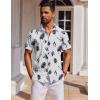 imageCOOFANDY Mens Short Sleeve Button Down Shirts Casual Summer Shirt Untucked Dress ShirtsWhiteblack Leaf