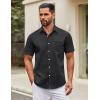 imageCOOFANDY Mens Short Sleeve Casual Button Down Shirts Summer Untucked Dress Shirts with PocketBlack Plaid Pattern
