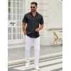 imageCOOFANDY Mens Short Sleeve Casual Button Down Shirts Summer Untucked Dress Shirts with PocketBlack Plaid Pattern