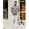 imageCOOFANDY Mens Short Sleeve Casual Button Down Shirts Summer Untucked Dress Shirts with PocketGrey Wihte Square