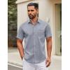 imageCOOFANDY Mens Short Sleeve Casual Button Down Shirts Summer Untucked Dress Shirts with PocketGrey Wihte Square