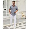 imageCOOFANDY Mens Short Sleeve Casual Button Down Shirts Summer Untucked Dress Shirts with PocketGrey Wihte Square