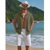imageCOOFANDY Mens Short Sleeve Casual Button Down Shirts Textured Summer Beach ShirtArmy Green