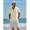 imageCOOFANDY Mens Short Sleeve Casual Button Down Shirts Textured Summer Beach ShirtBeige