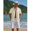 imageCOOFANDY Mens Short Sleeve Casual Button Down Shirts Textured Summer Beach ShirtBeige