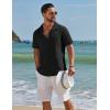 imageCOOFANDY Mens Short Sleeve Casual Button Down Shirts Textured Summer Beach ShirtBlack
