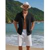 imageCOOFANDY Mens Short Sleeve Casual Button Down Shirts Textured Summer Beach ShirtBlack