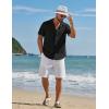 imageCOOFANDY Mens Short Sleeve Casual Button Down Shirts Textured Summer Beach ShirtBlack