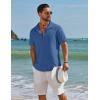imageCOOFANDY Mens Short Sleeve Casual Button Down Shirts Textured Summer Beach ShirtDark Blue
