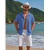 imageCOOFANDY Mens Short Sleeve Casual Button Down Shirts Textured Summer Beach ShirtDark Blue