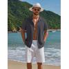 imageCOOFANDY Mens Short Sleeve Casual Button Down Shirts Textured Summer Beach ShirtDark Grey
