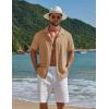 imageCOOFANDY Mens Short Sleeve Casual Button Down Shirts Textured Summer Beach ShirtKhaki