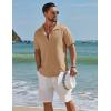 imageCOOFANDY Mens Short Sleeve Casual Button Down Shirts Textured Summer Beach ShirtKhaki