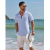 imageCOOFANDY Mens Short Sleeve Casual Button Down Shirts Textured Summer Beach ShirtLight Blue