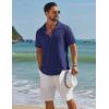 imageCOOFANDY Mens Short Sleeve Casual Button Down Shirts Textured Summer Beach ShirtNavy Blue